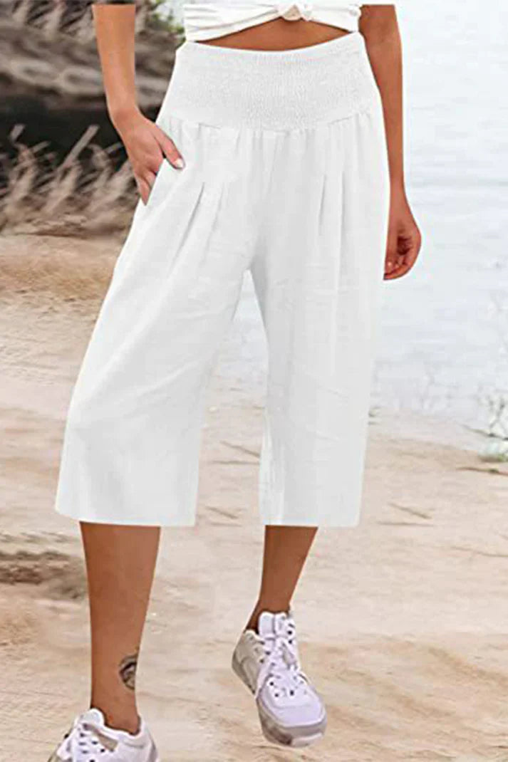 Women - Wide Leg Trousers - High Waist & Comfortable - Stylish Medium Length Fit