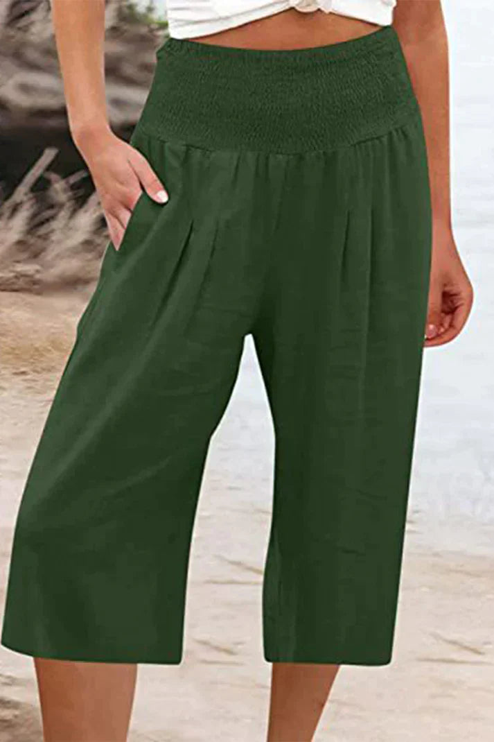 Women - Wide Leg Trousers - High Waist & Comfortable - Stylish Medium Length Fit