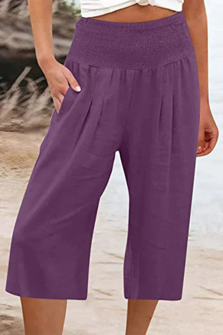 Women - Wide Leg Trousers - High Waist & Comfortable - Stylish Medium Length Fit