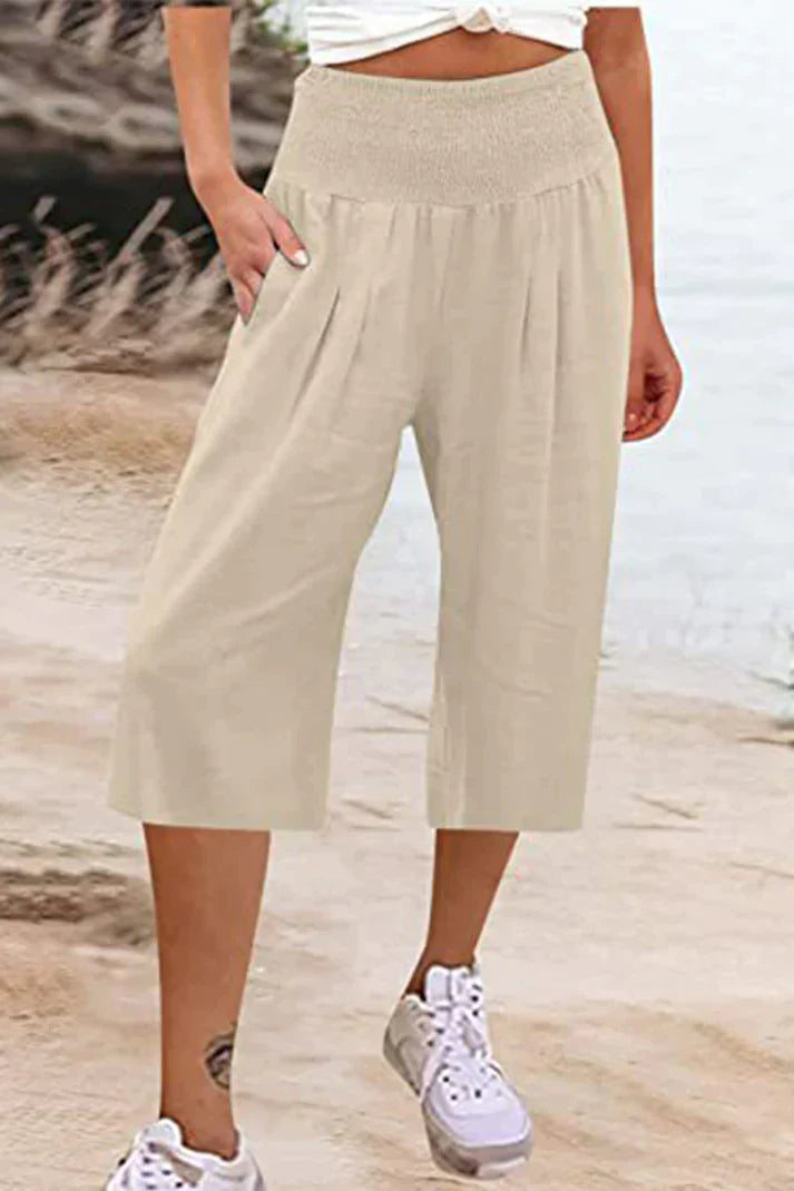 Women - Wide Leg Trousers - High Waist & Comfortable - Stylish Medium Length Fit