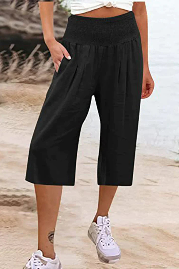 Women - Wide Leg Trousers - High Waist & Comfortable - Stylish Medium Length Fit