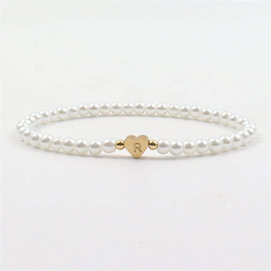 Engraved initial bead bracelet