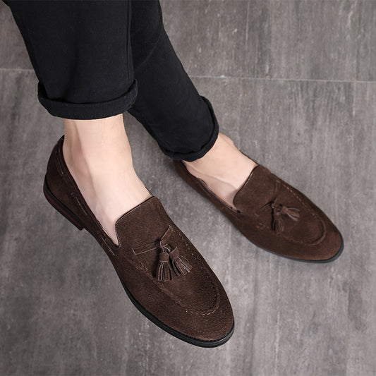 Fashionable suede slip on fashion loafers