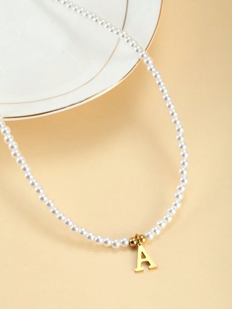 Personalised pearl necklace with initials