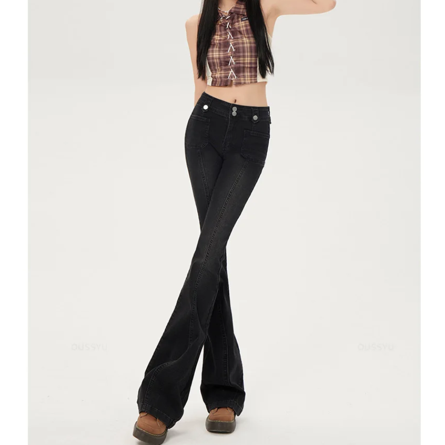 Casual Women's Flared Trousers with Slim Fit Design