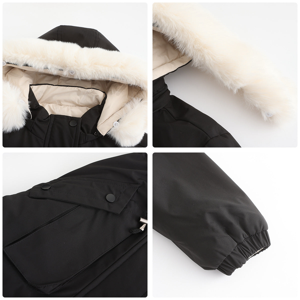 Women - Reversible Winter Parka - Fur Cotton - Stylish Warm Outerwear for Cold Weather