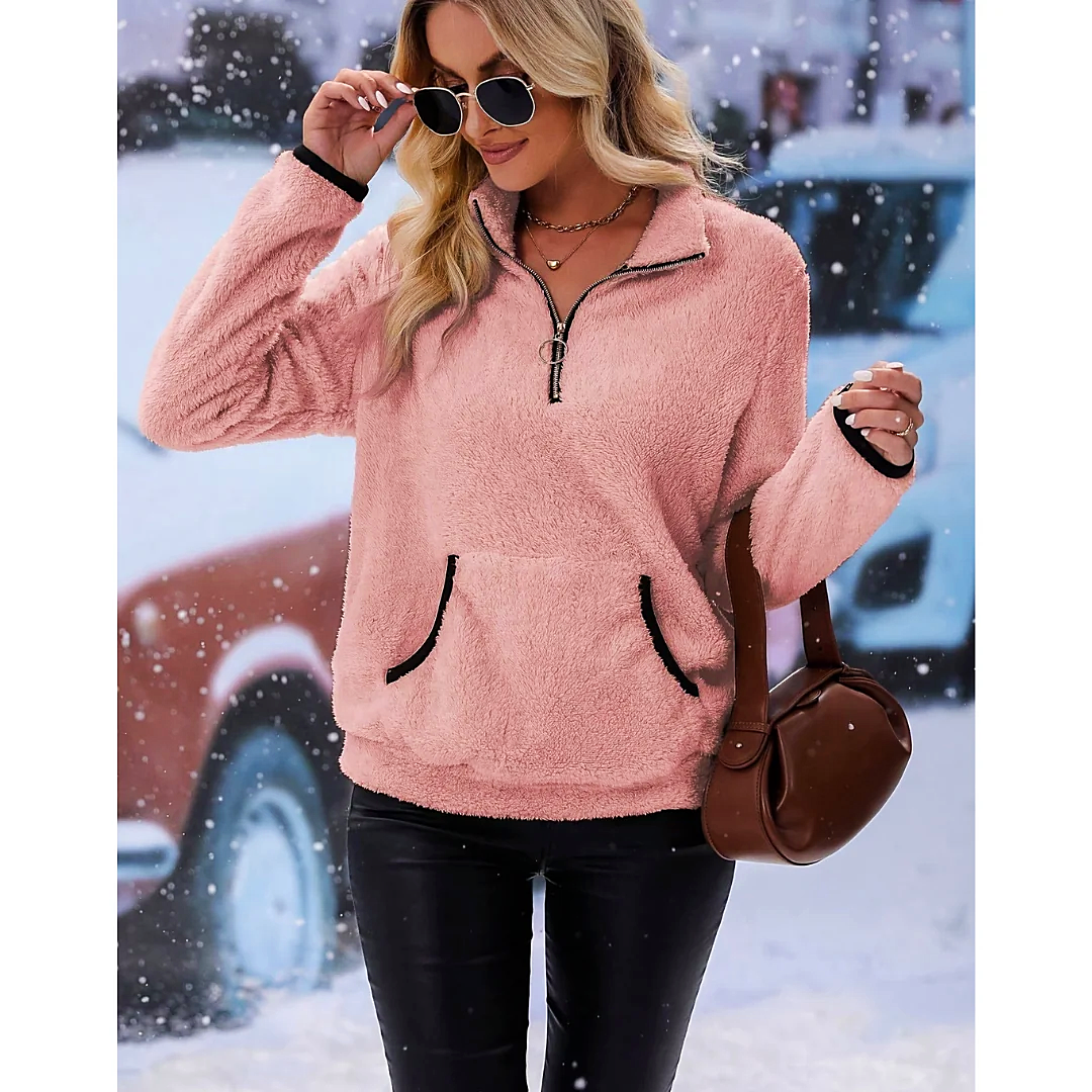 Women - Jumper - Half Zip - Cozy Knit for Stylish Comfort