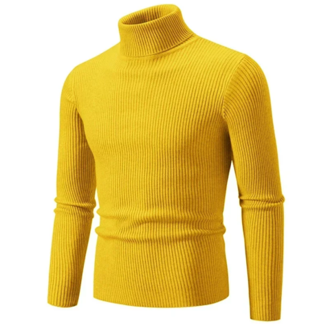 Stylish turtleneck jumper with cable knit pattern