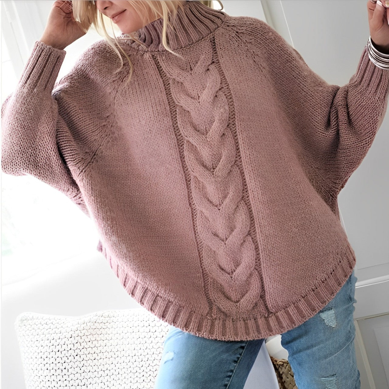 Women - Chunky Knit Jumper - Cozy Wide Fit Fabric - Stylish Winter Sweater