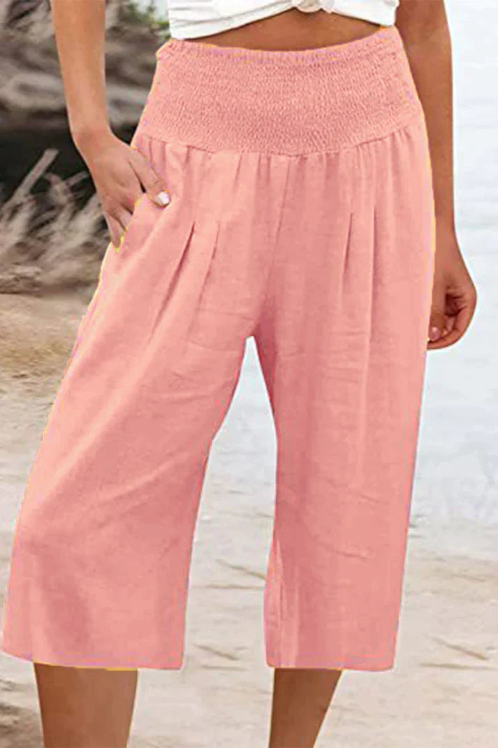 Women - Wide Leg Trousers - High Waist & Comfortable - Stylish Medium Length Fit