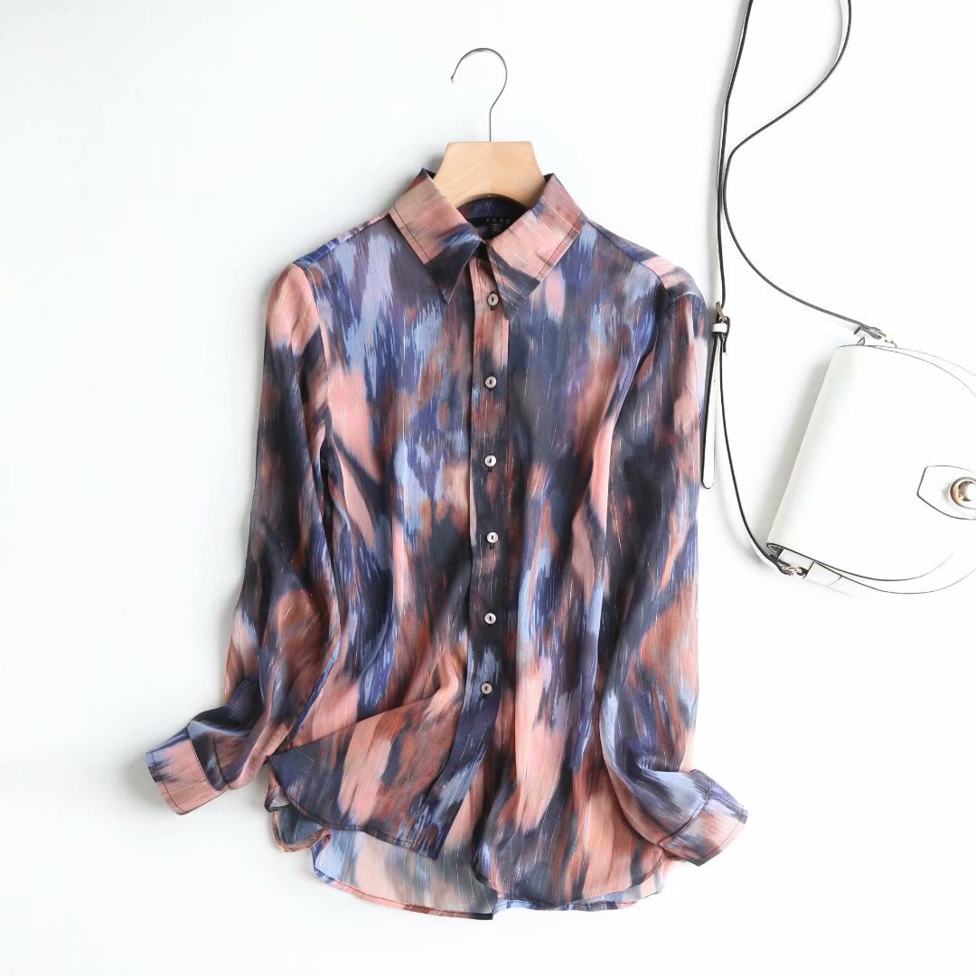 Lapel long sleeve blouse