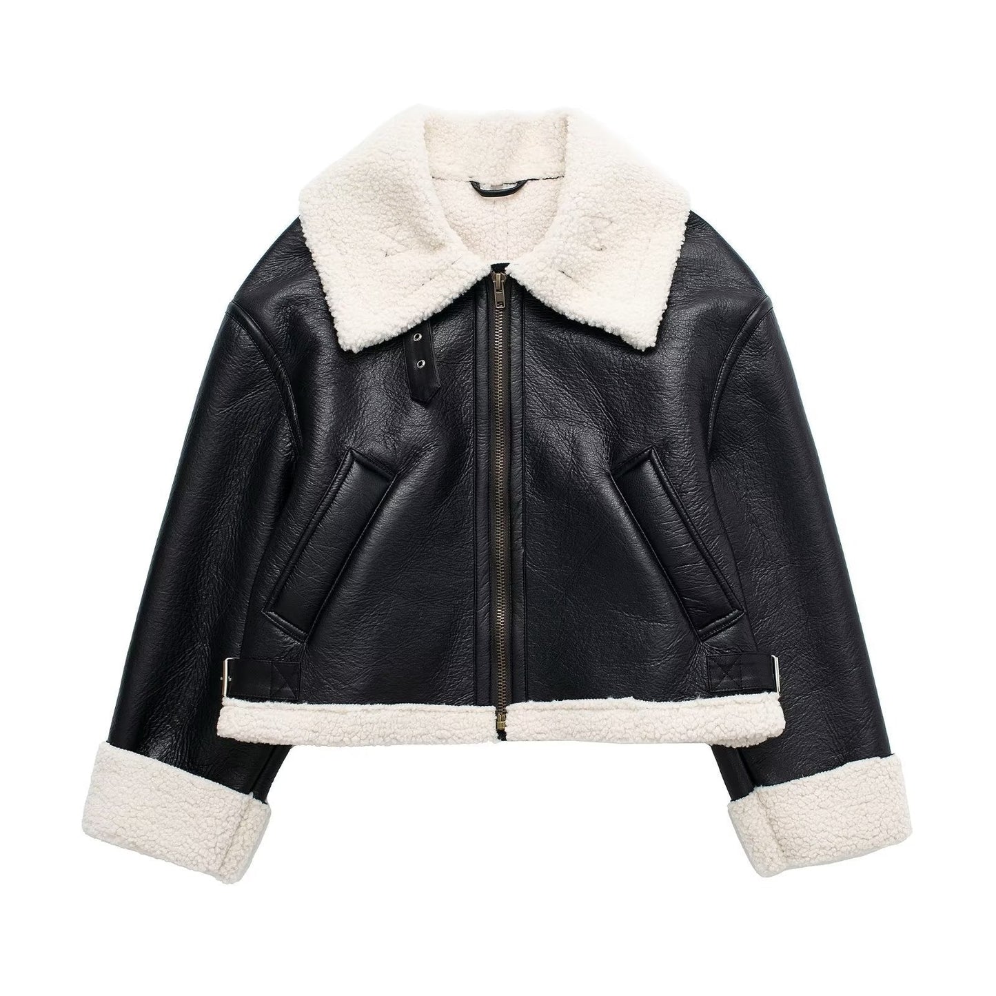 Women - Classic Short Jacket - Fur and Leather - Stylish Outerwear for All Occasions