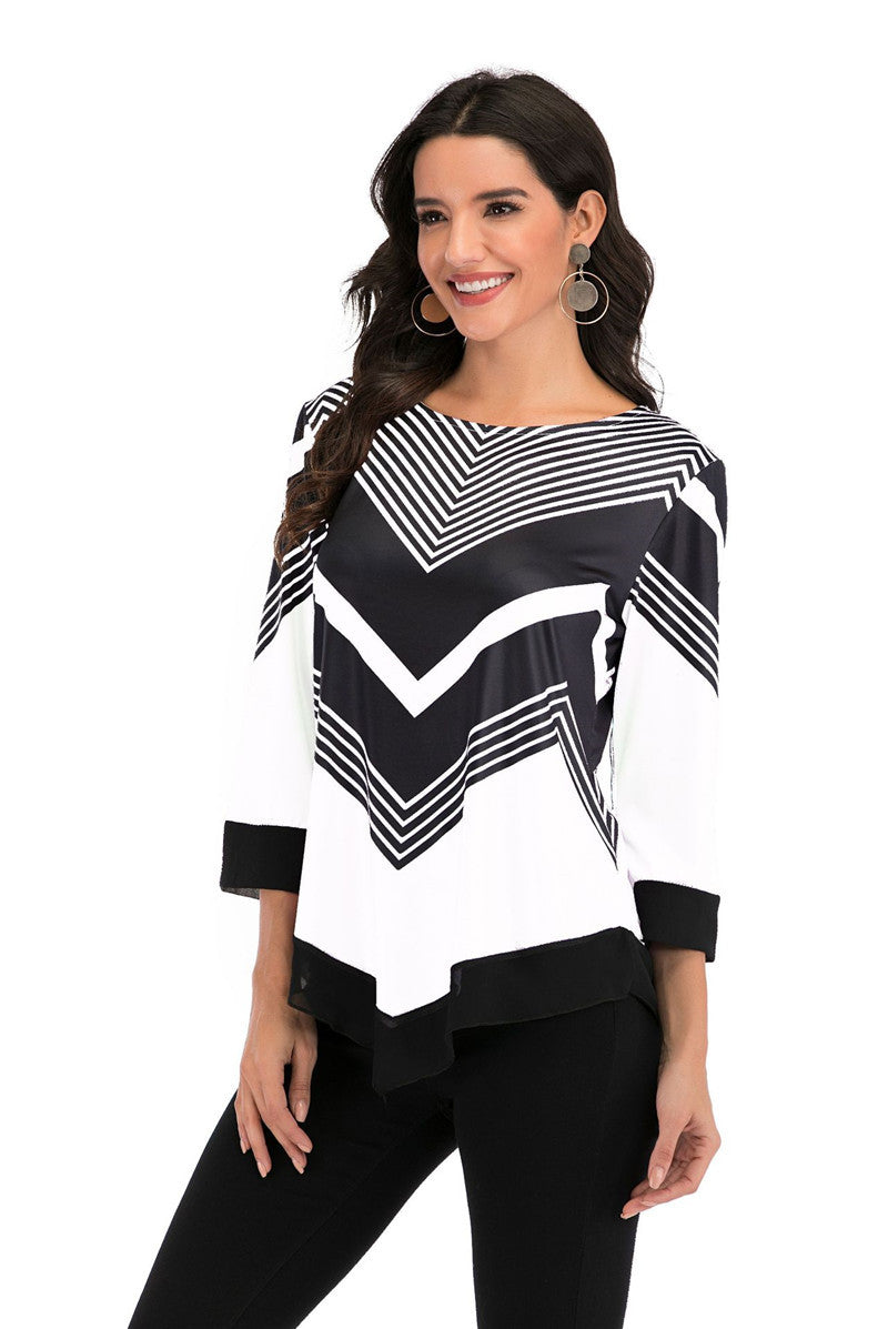 Blouse with irregular hem