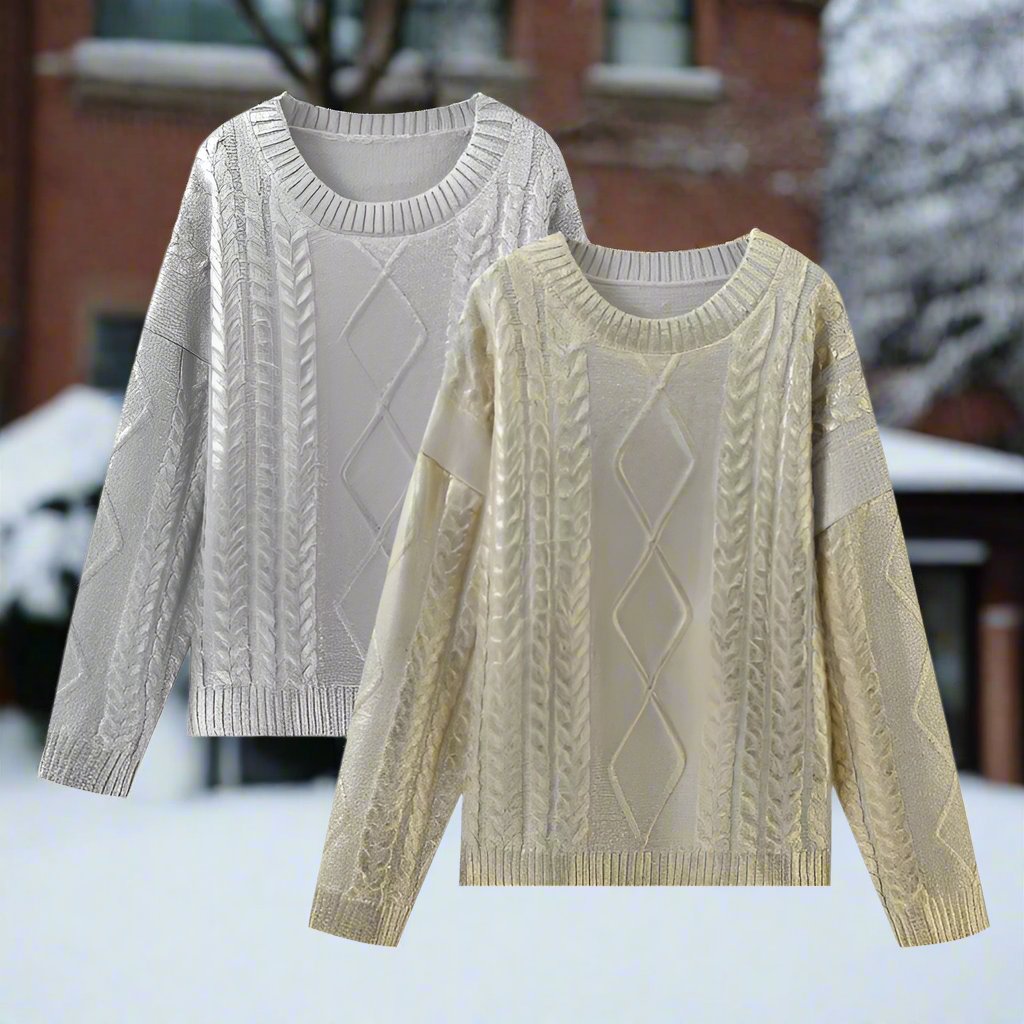 Women - Loose Knit Jumper - Cozy Woven Pattern - Stylish Knitwear for Every Occasion