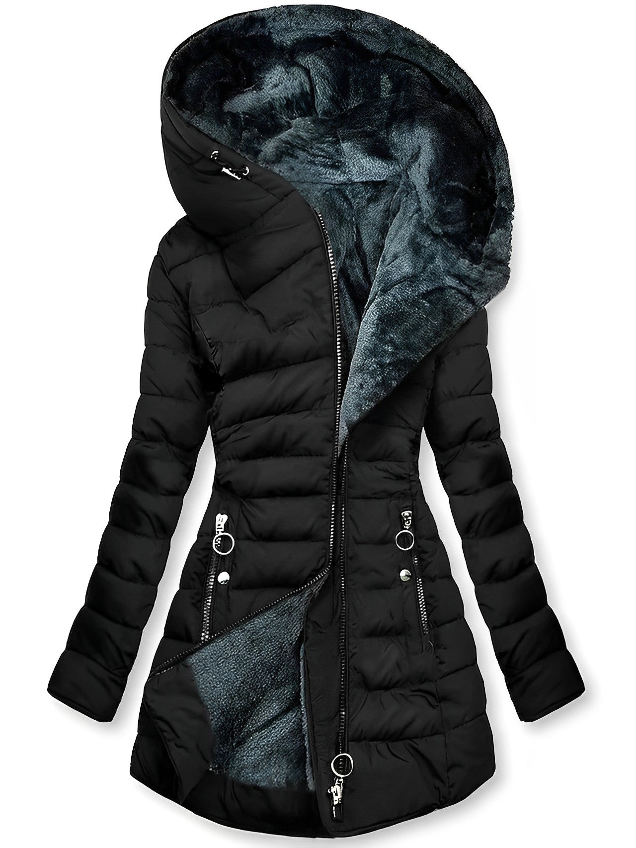 Women - Plush Jacket - Cozy Fleece Material - Warm Zip-Up Outerwear for Stylish Winter Fashion