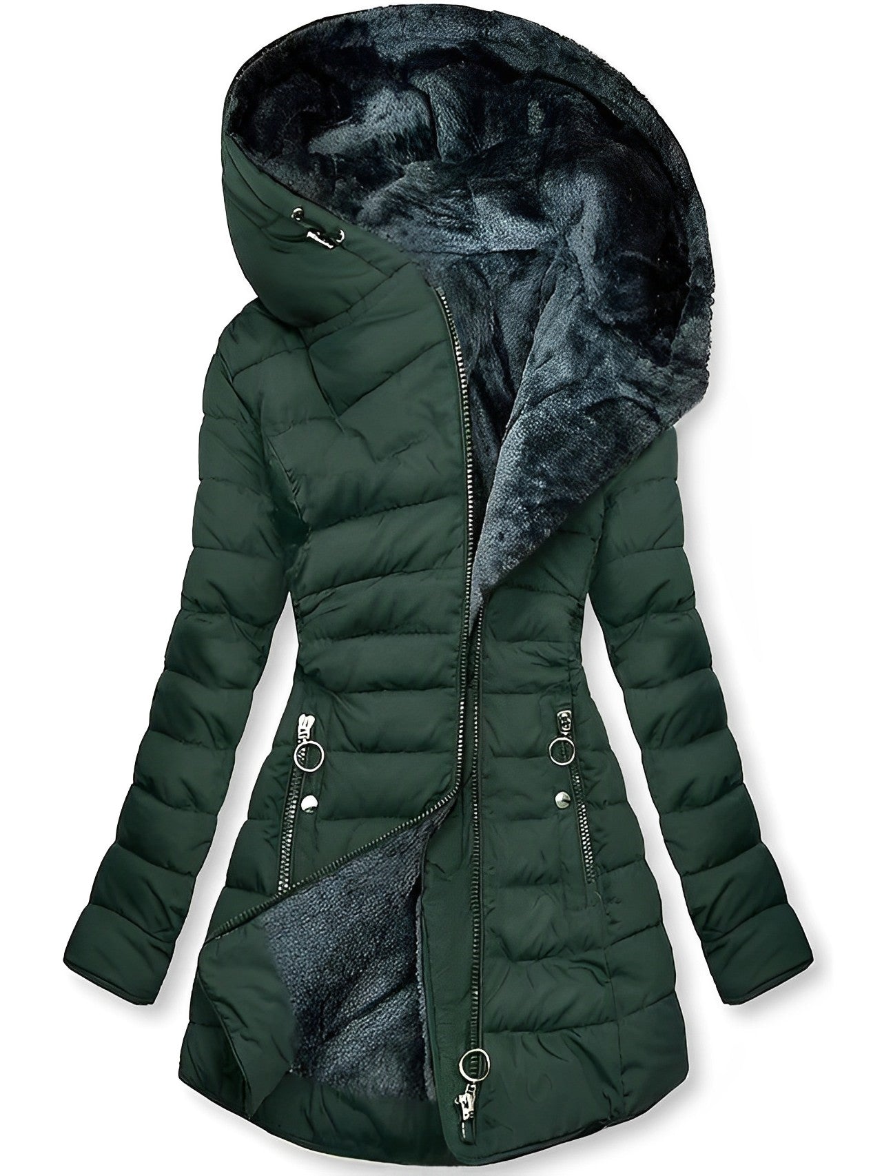 Women - Plush Jacket - Cozy Fleece Material - Warm Zip-Up Outerwear for Stylish Winter Fashion