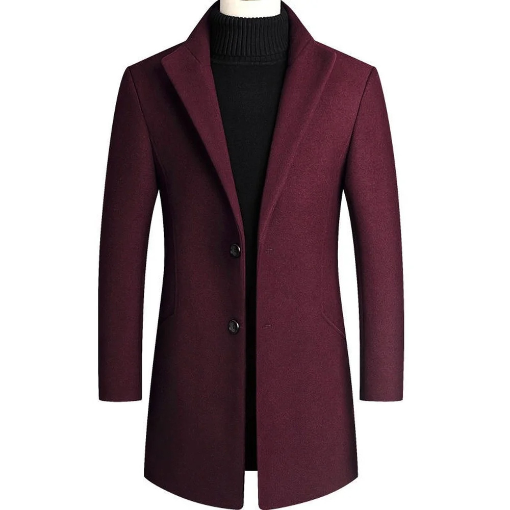 Modern stand-up collar coat with slim fit