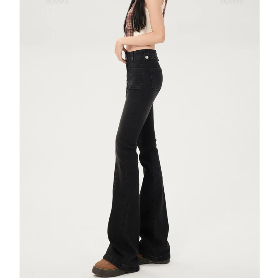 Casual Women's Flared Trousers with Slim Fit Design