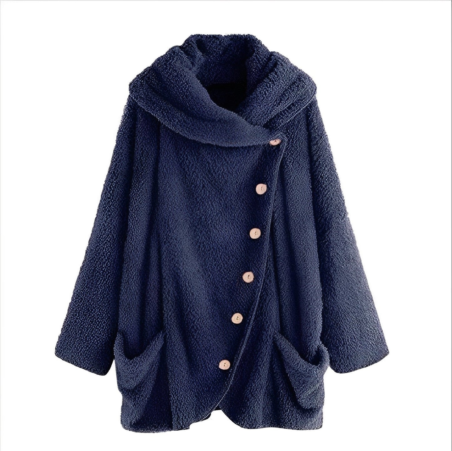 Women - Winter Jacket - Stylish Plush Fabric - Warm Cozy Outerwear for Cold Weather