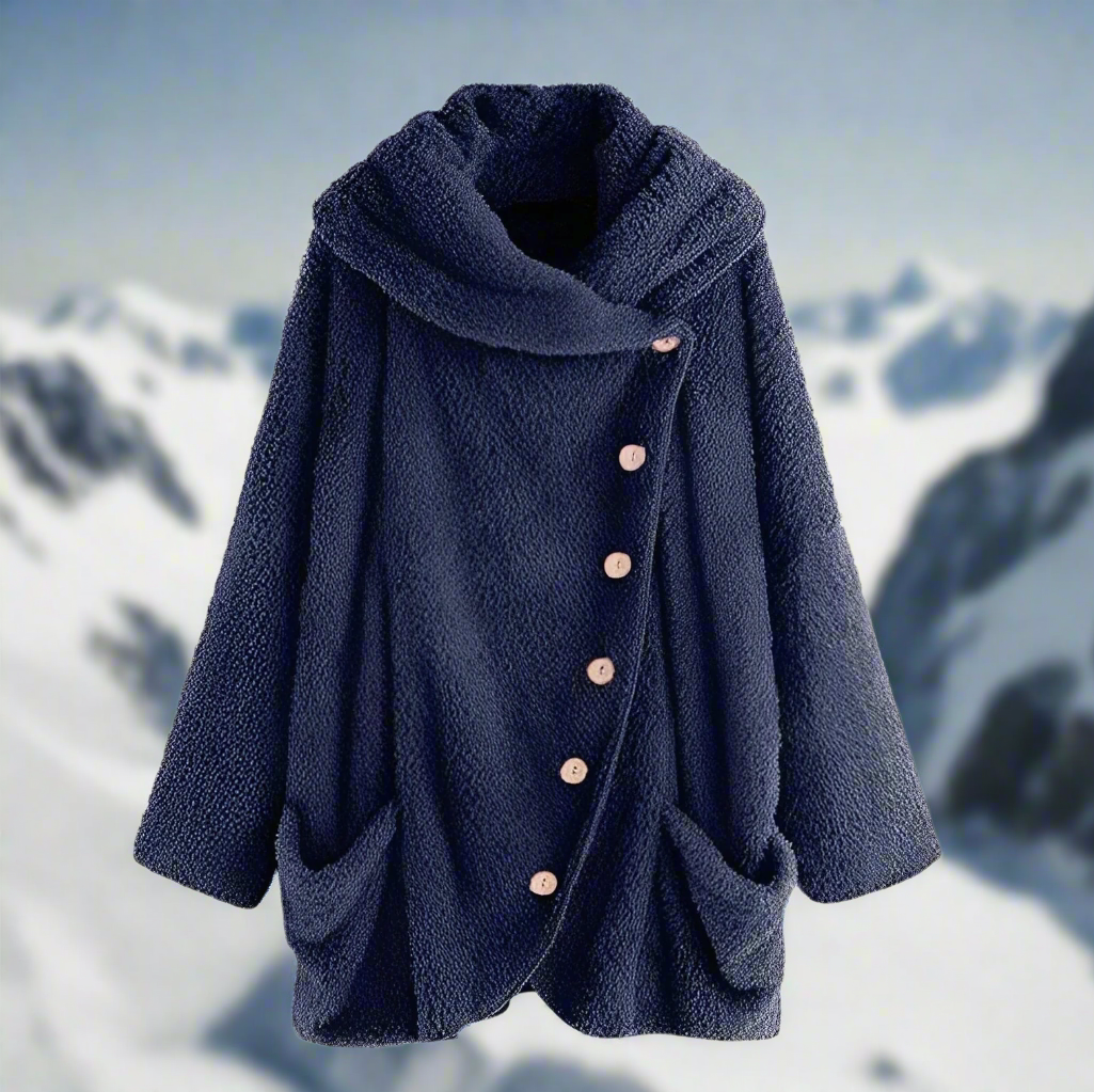 Women - Winter Jacket - Stylish Plush Fabric - Warm Cozy Outerwear for Cold Weather