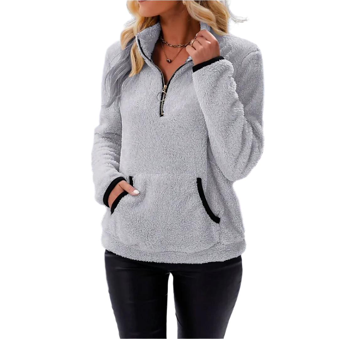 Women - Jumper - Half Zip - Cozy Knit for Stylish Comfort