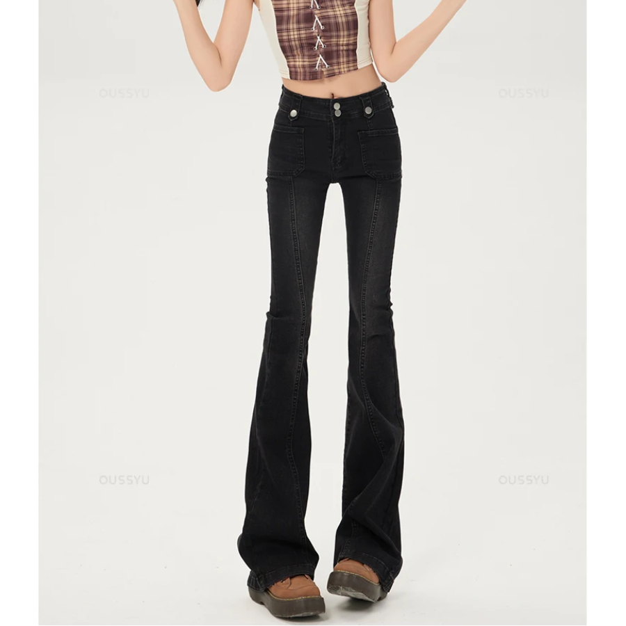 Casual Women's Flared Trousers with Slim Fit Design