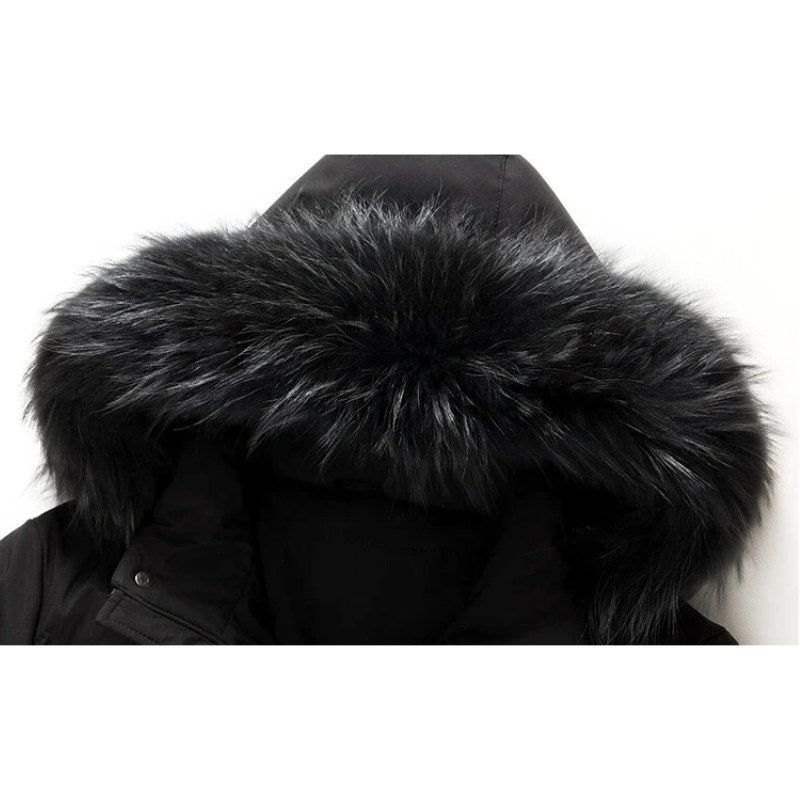 Men's parka winter jacket with fur hood and zips