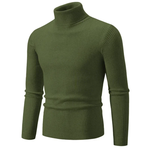 Stylish turtleneck jumper with cable knit pattern