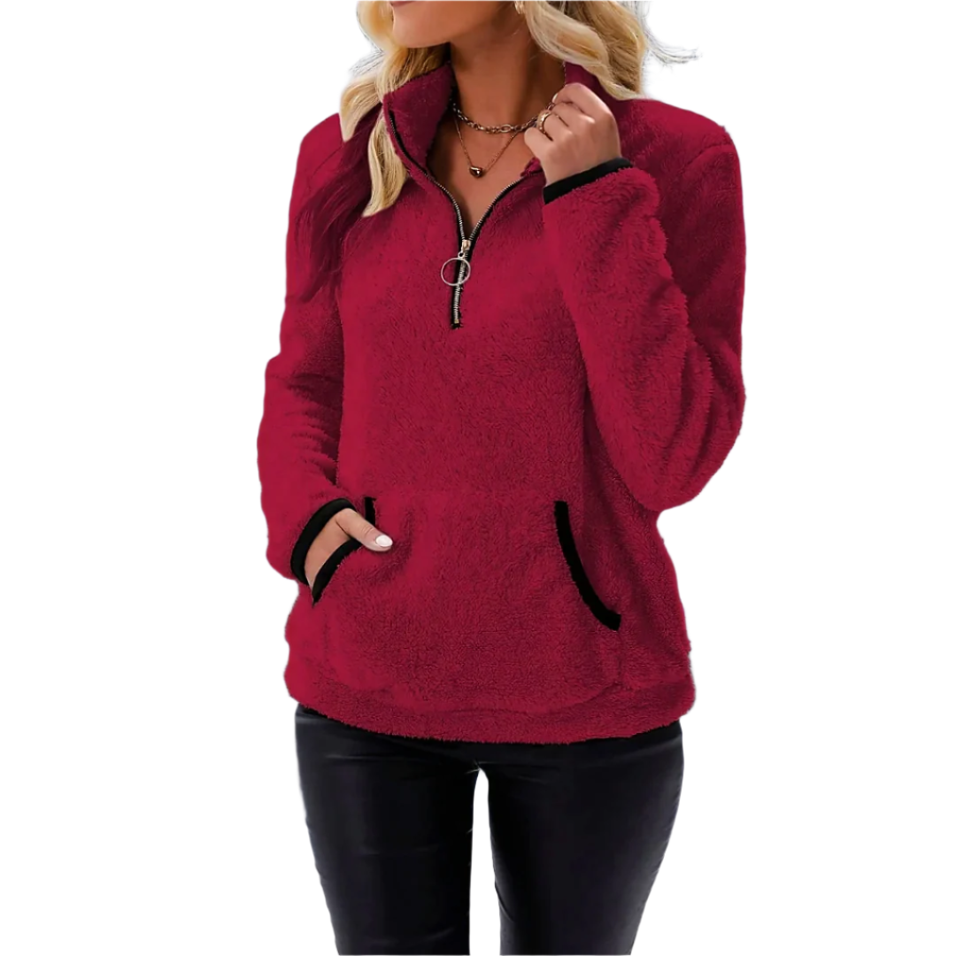 Women - Jumper - Half Zip - Cozy Knit for Stylish Comfort