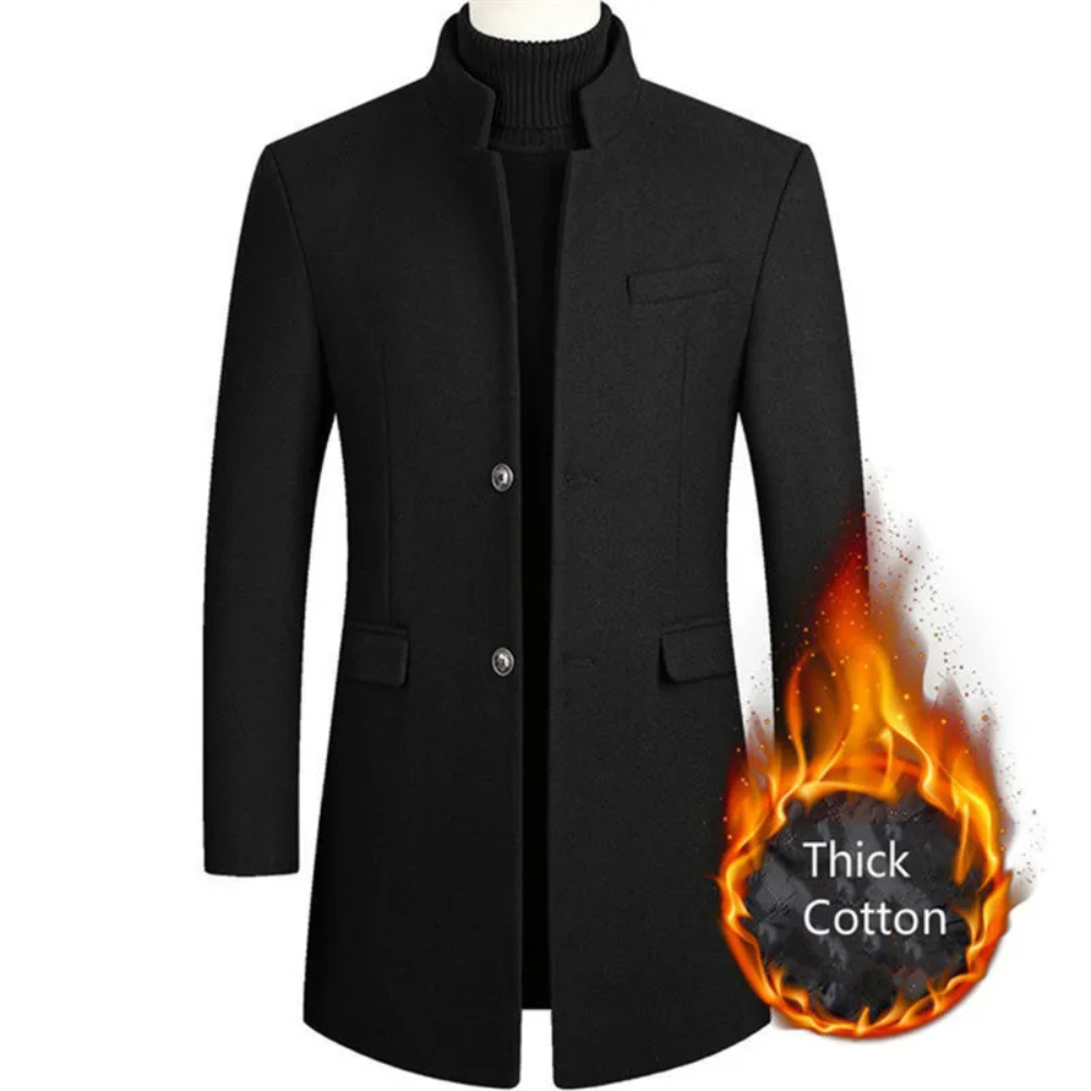 Modern stand-up collar coat with slim fit