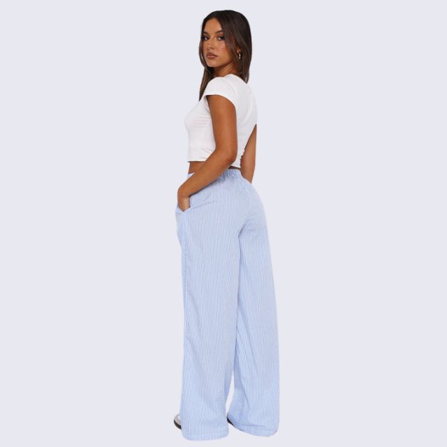 Striped palazzo trousers with wide leg