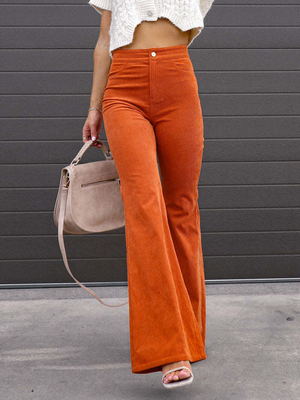 Corduroy trousers with high waist