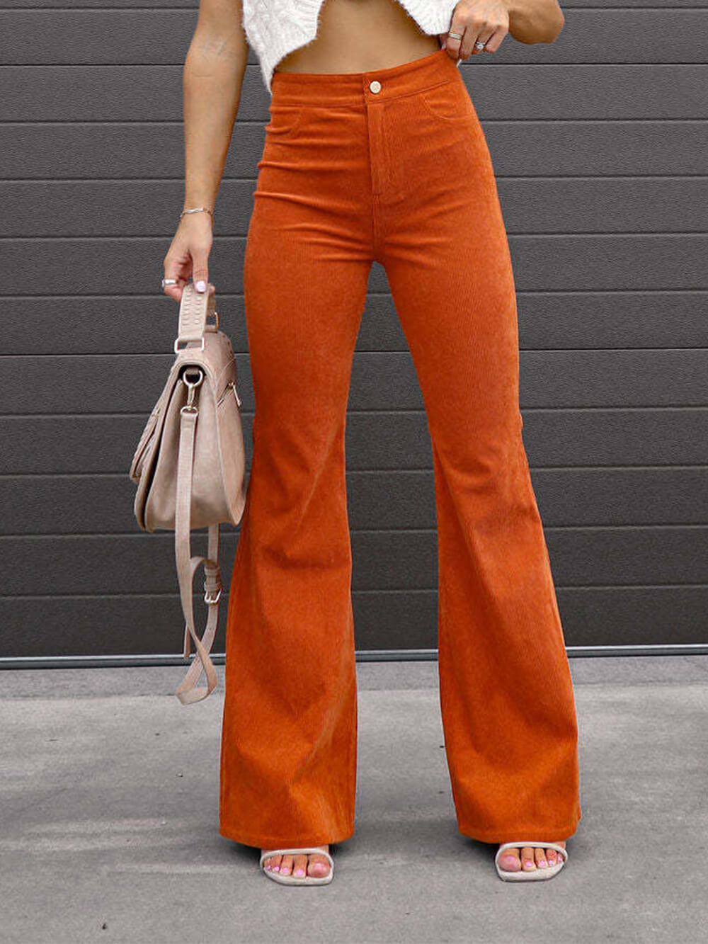 Corduroy trousers with high waist