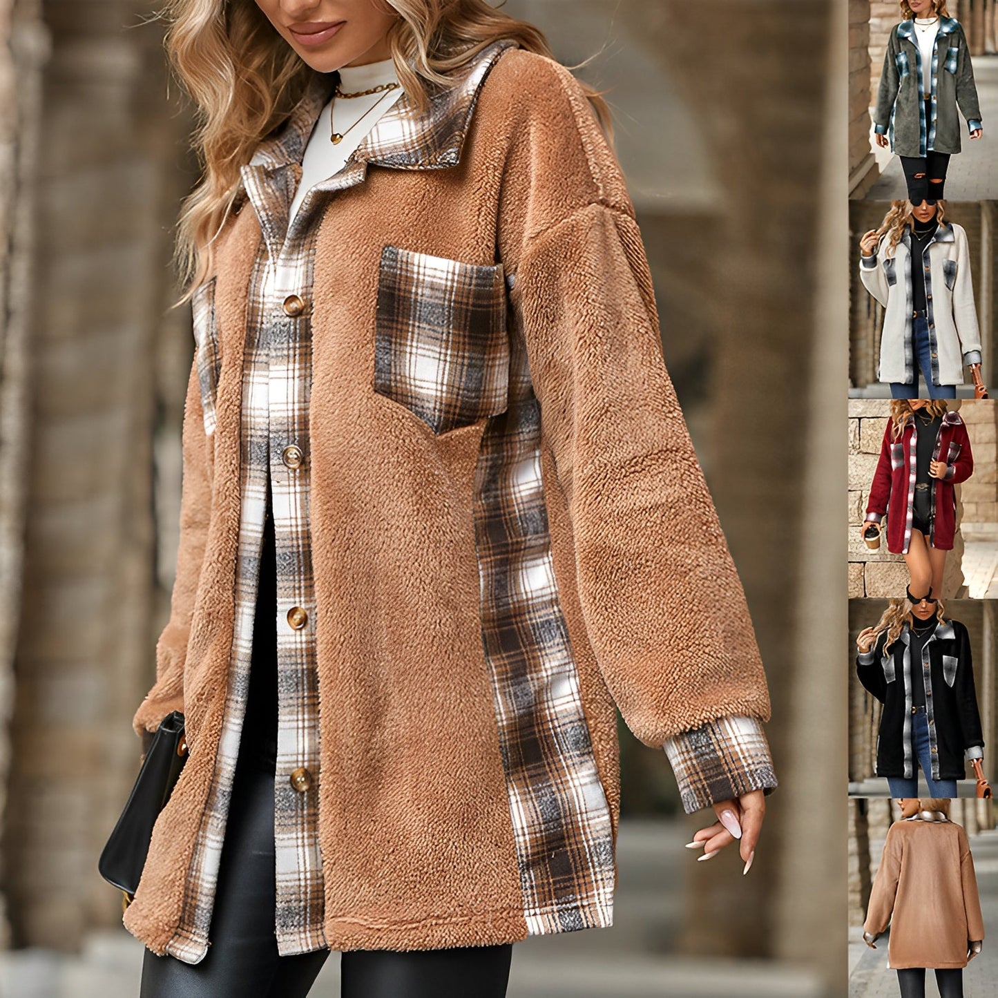 Women - Wool Coat - Checked Pattern - Warm & Stylish Outerwear for All Occasions