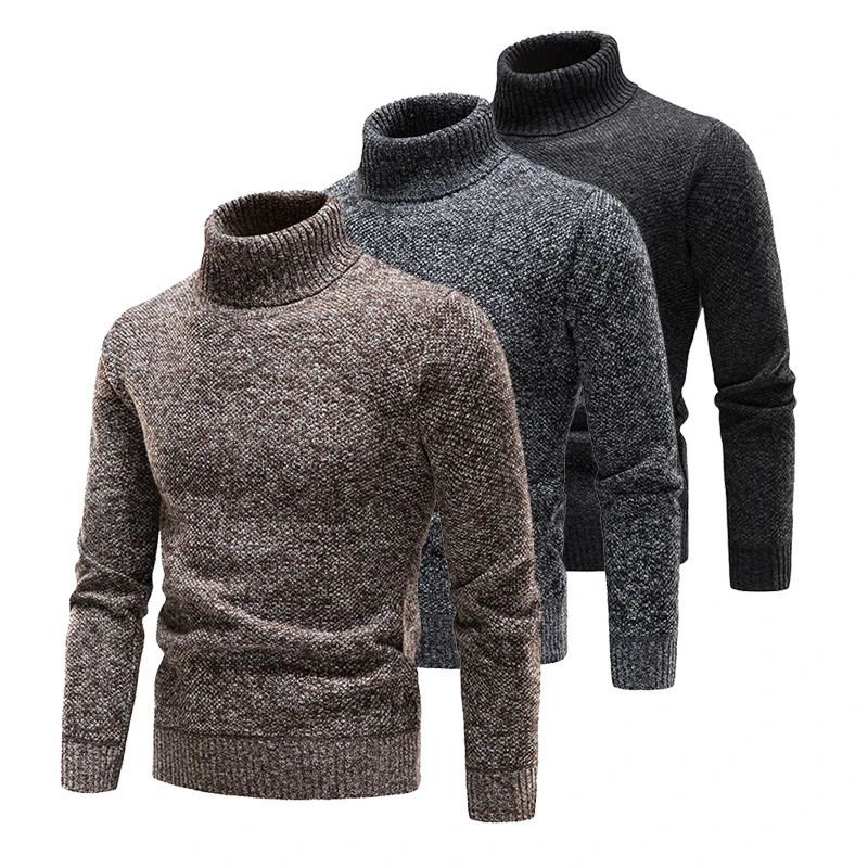 Warm turtleneck jumper with melange effect