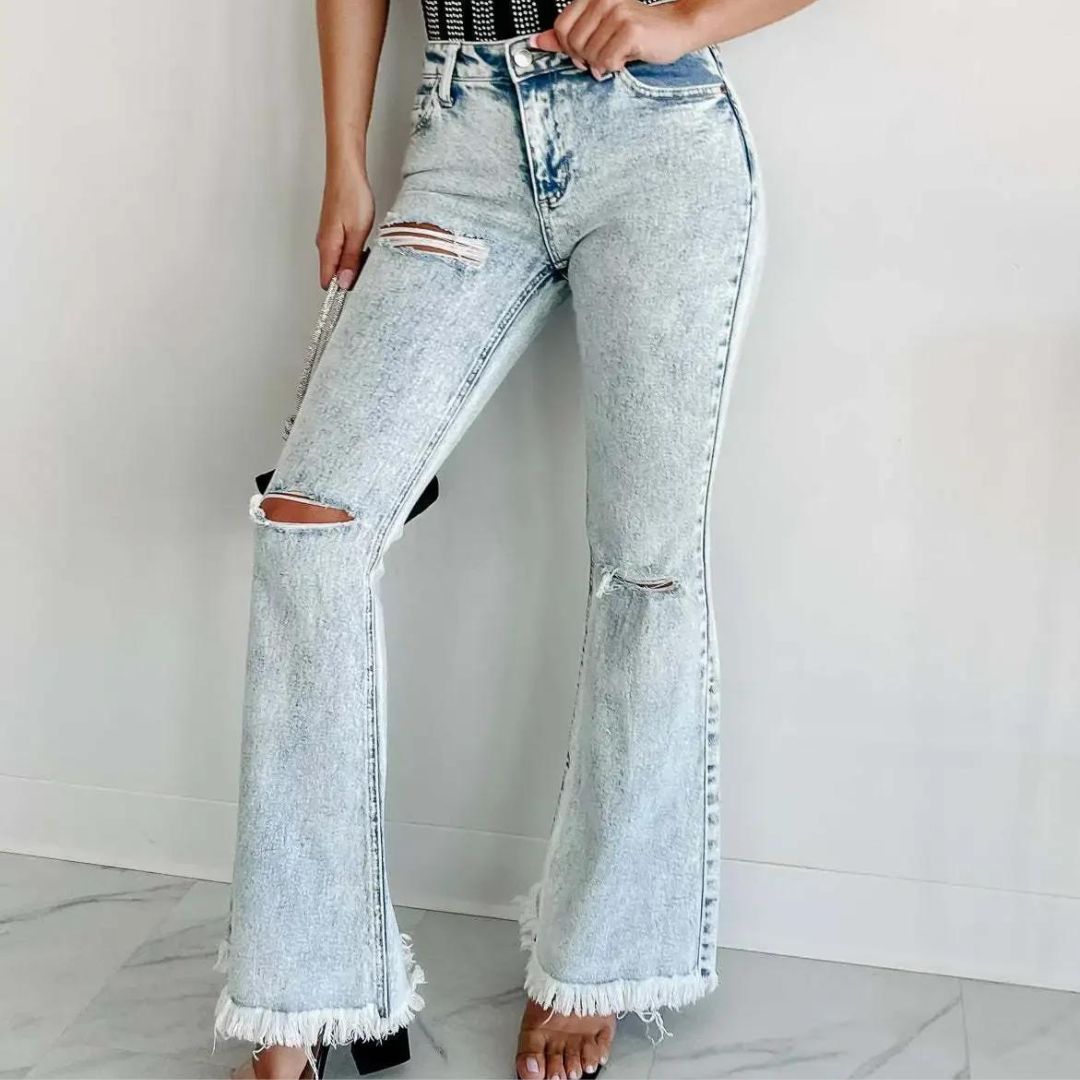 Flared jeans with rips