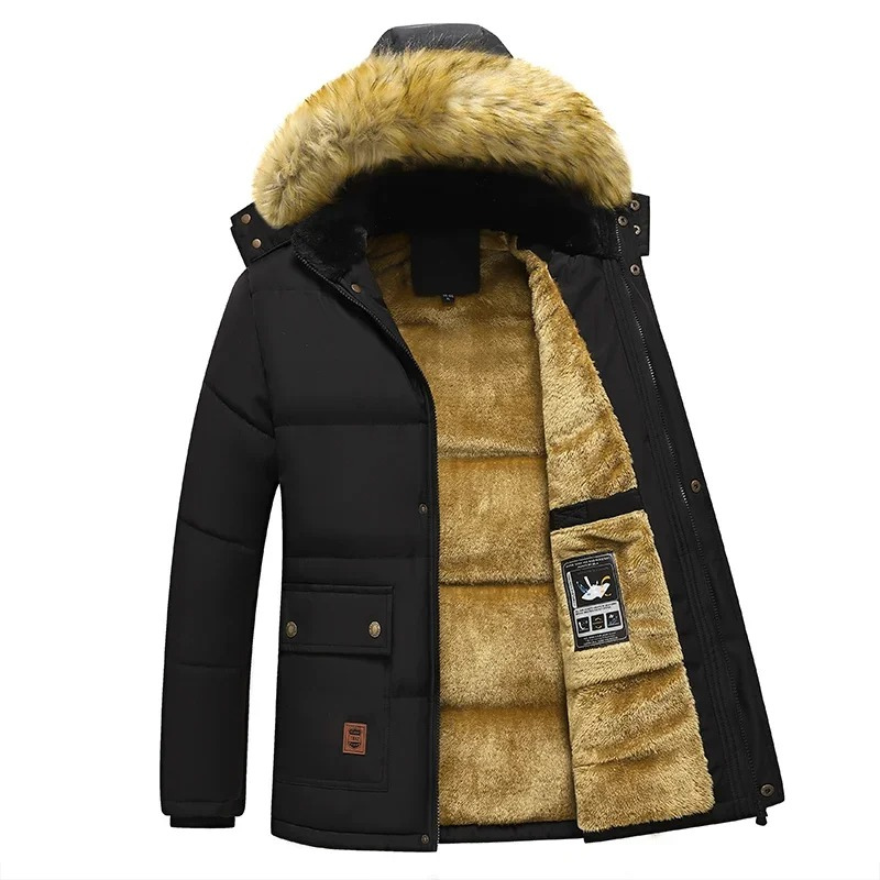 Men's Parka Winter Jacket With Warm Teddy Lining And Detachable Hood