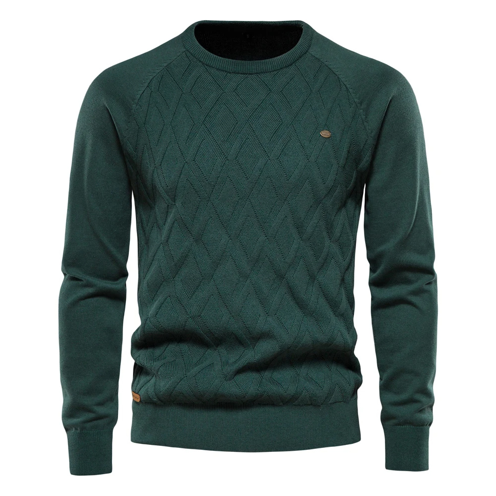 Structured round neck men's jumper for an elegant appearance