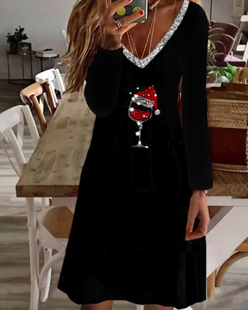 Women - Christmas Dress - Black - Elegant Wine and Dine Style for Festive Celebrations