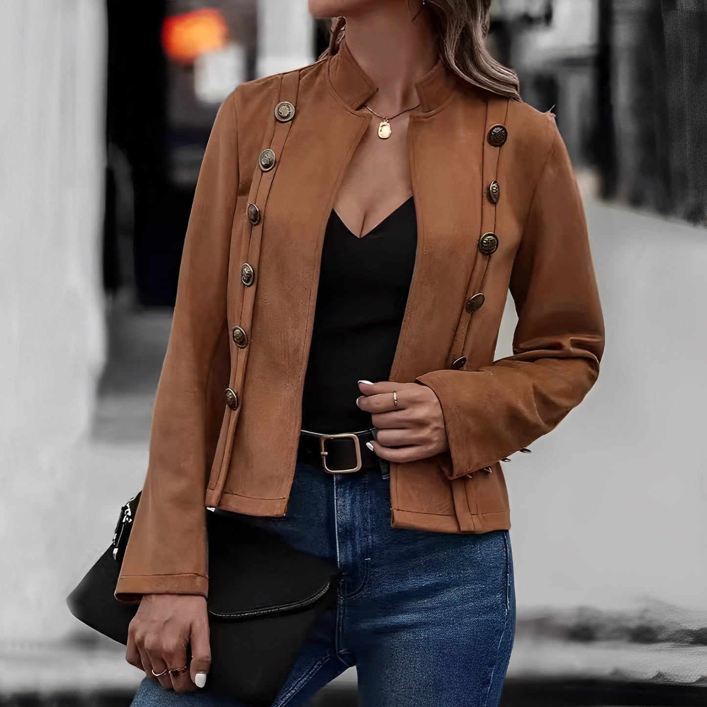 Women - Double-Breasted Coat - Short & Stylish - Versatile Outerwear for Every Occasion