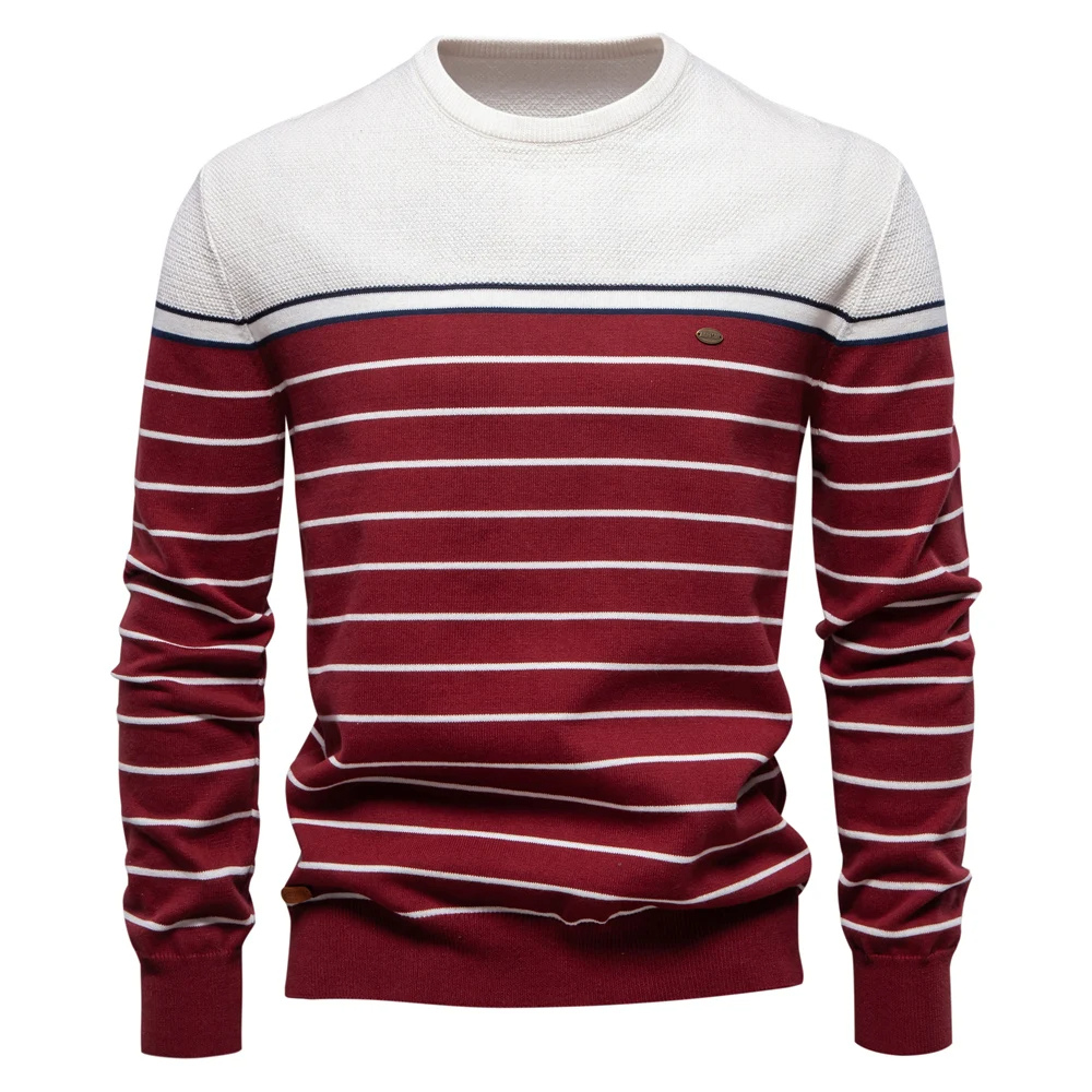 Striped round neck men's jumper in nautical style