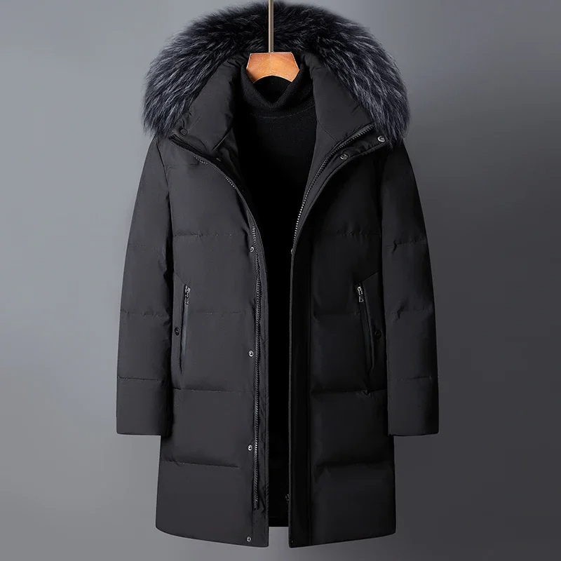 Men's parka winter jacket with fur hood and zips