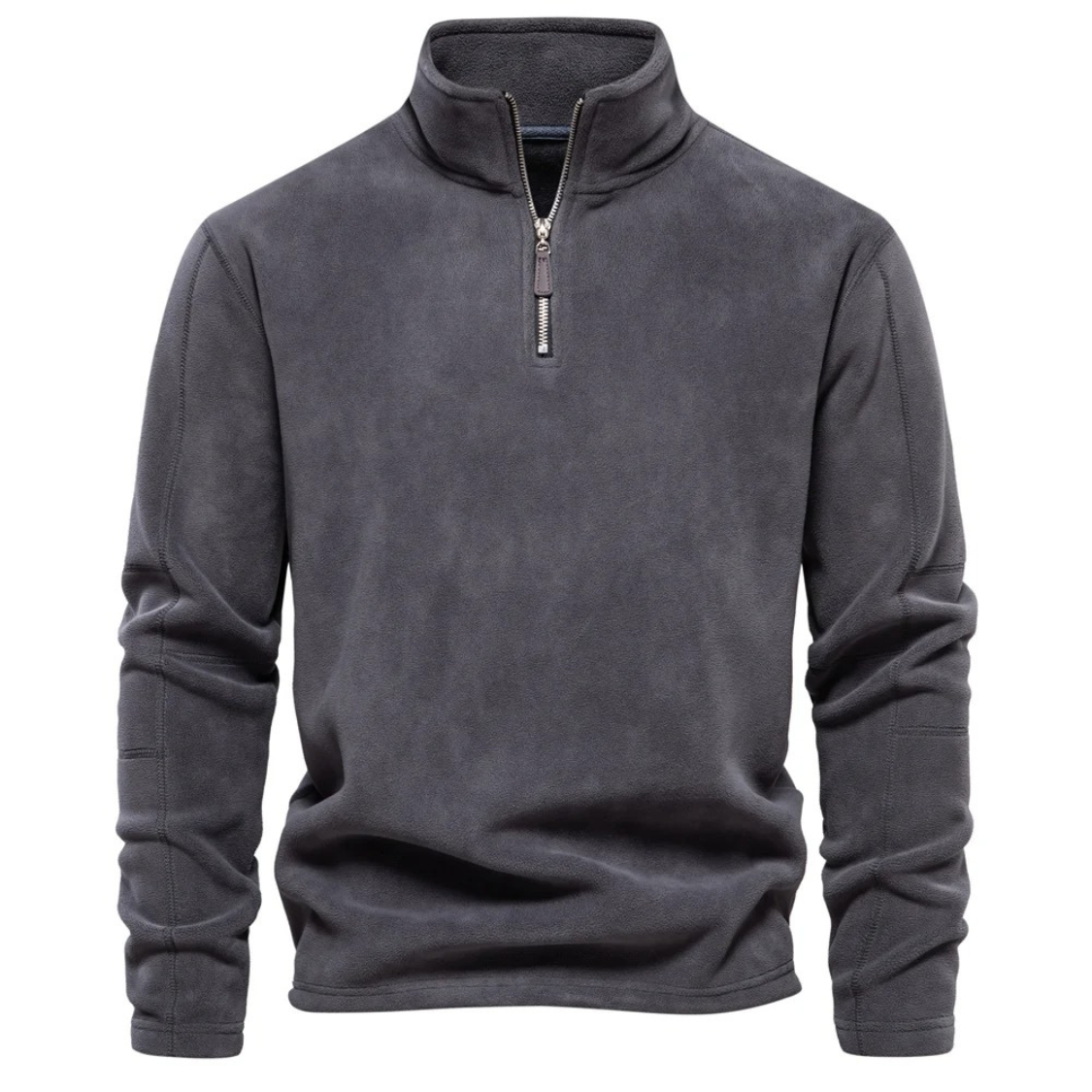 Fleece pullover with zip and stand-up collar