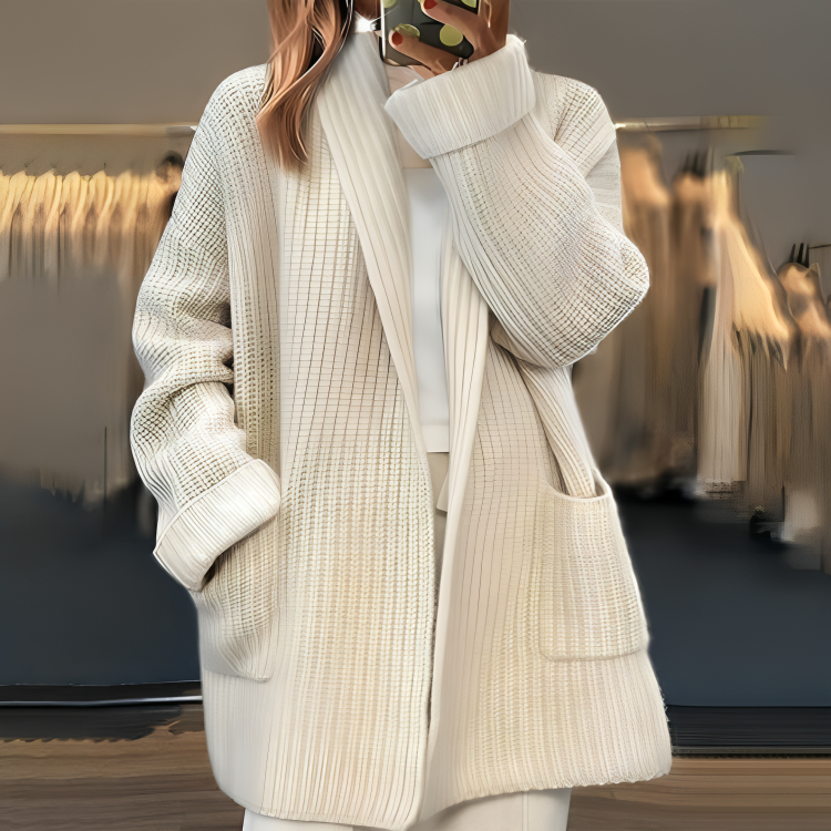 Women's V-neck loose fitting cashmere cardigan