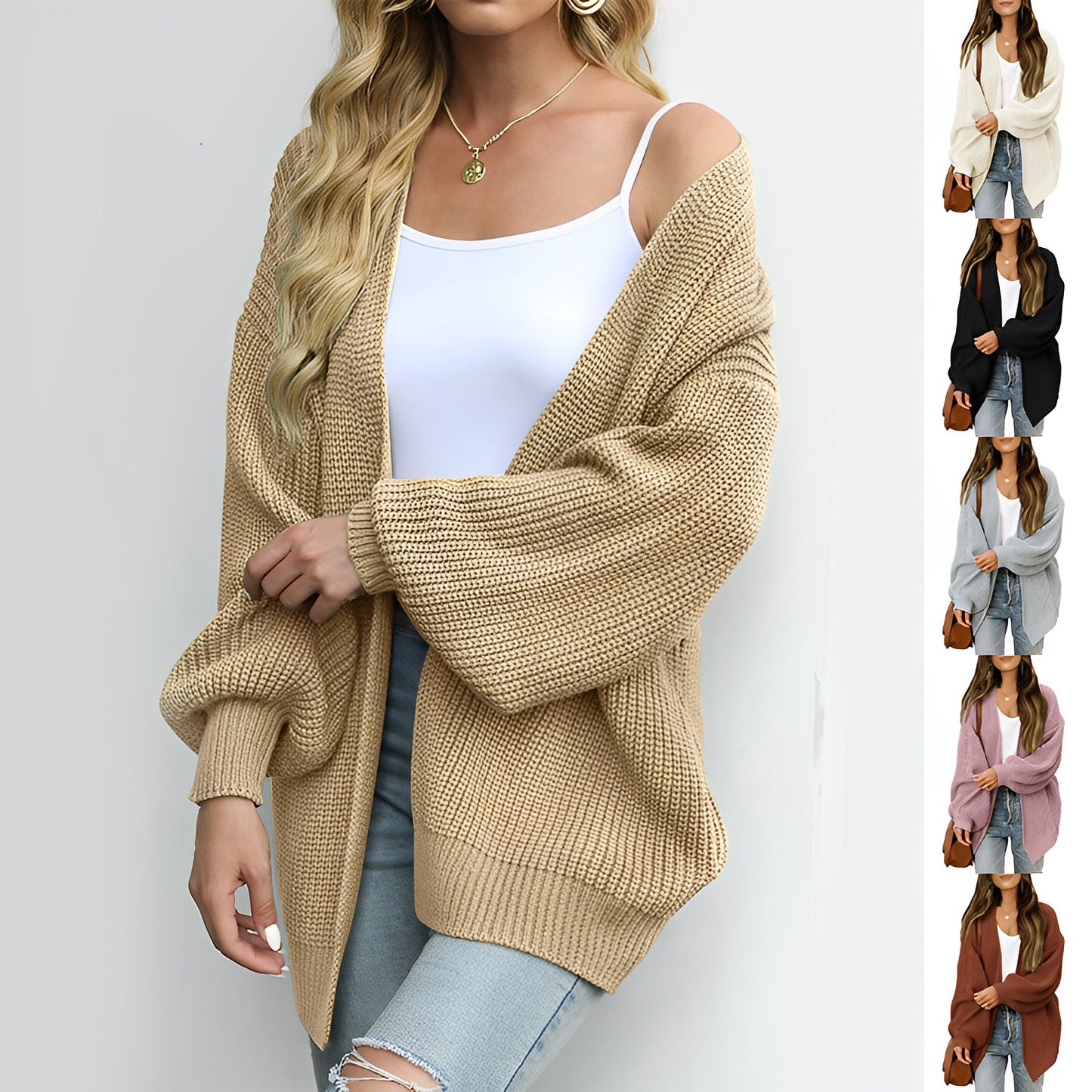 Women - Jumper - Cozy Knit with Lantern Sleeves - Stylish Casual Sweater for All Seasons