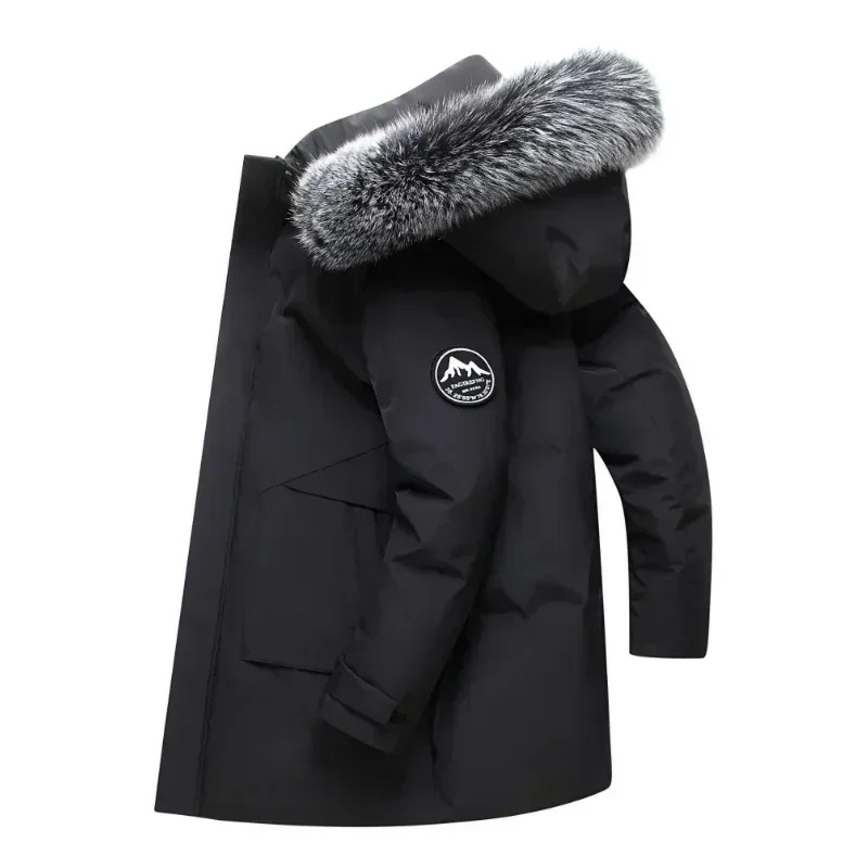 Men's Parka Winter Jacket With Detachable Faux Fur Collar, Windproof