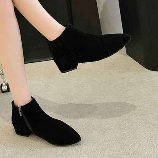 Women's Ankle Boots with Flat Heel and Minimalist Design