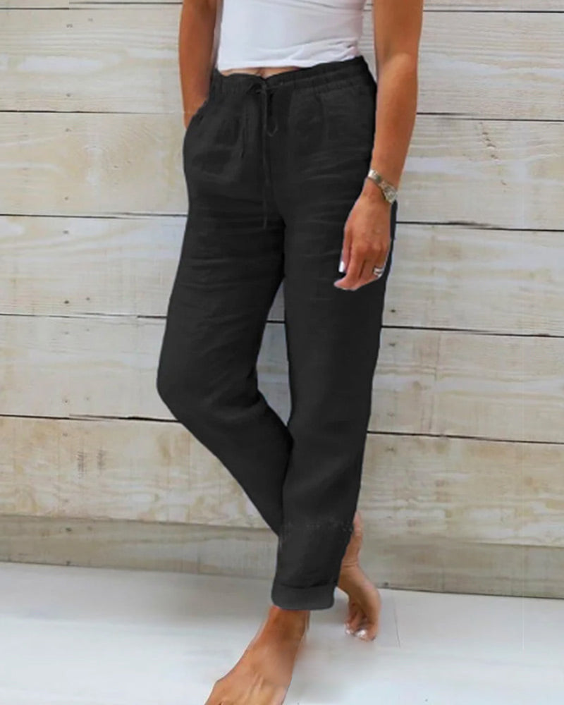 Elastic linen trousers