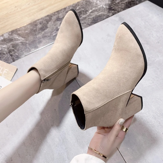 High Heel Ankle Boots with Side Zip