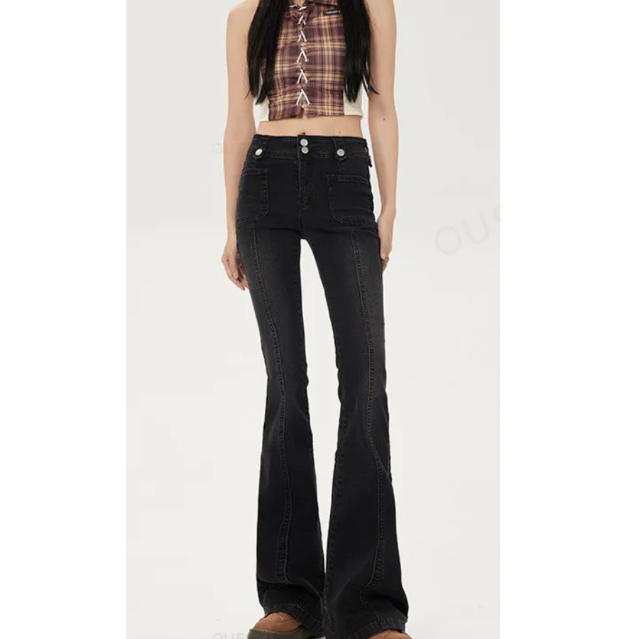 Casual Women's Flared Trousers with Slim Fit Design